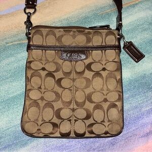 Authentic Coach Signature Canvas Crossbody Messenger Bag